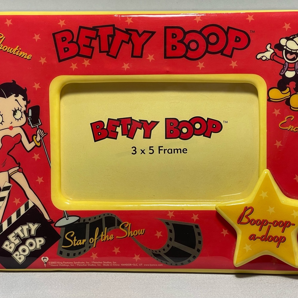 Betty Boop Picture Frame 3X5 Star Show Pudgy Dog Felix Cat Cartoon Figurine vtg